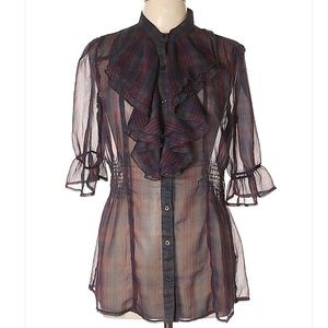 Cotton express ruffled collar top